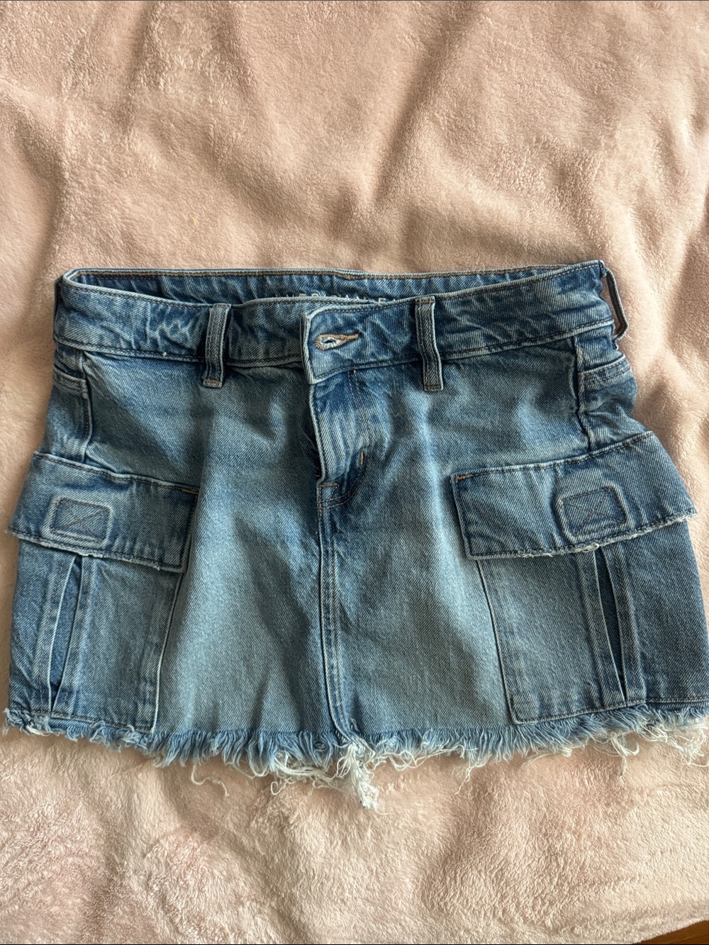 American Eagle Outfitters Light Blue Denim Cargo Mini Skirt